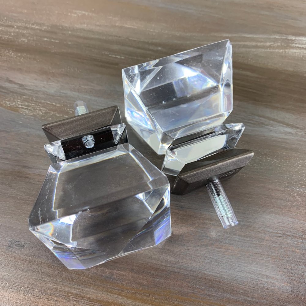 Cambria Princess Acrylic Curtain Rod Finials NEW